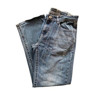 men True blue jeans 30 x 30 low rise boot 5 Pocket Factory distresed